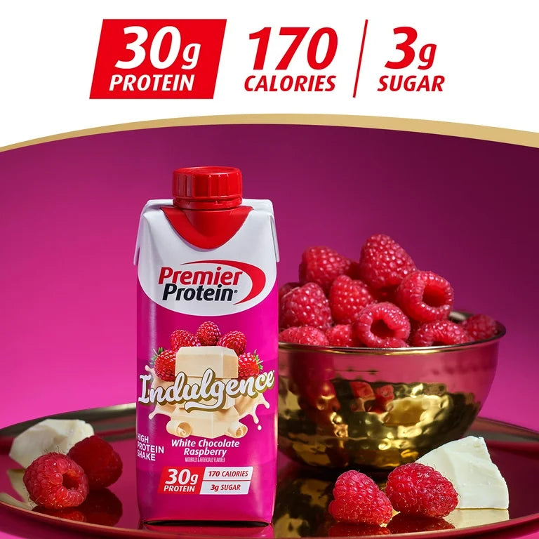 Premier Protein Indulgence Protein Shake, White Chocolate Raspberry, 30g Protein, 11 fl oz, 4 Ct