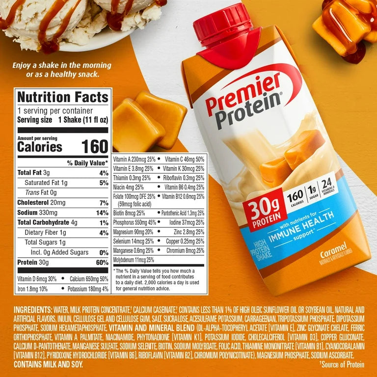 Premier Protein Shake, Caramel, 30g Protein, 11 Fl Oz, 4 Ct