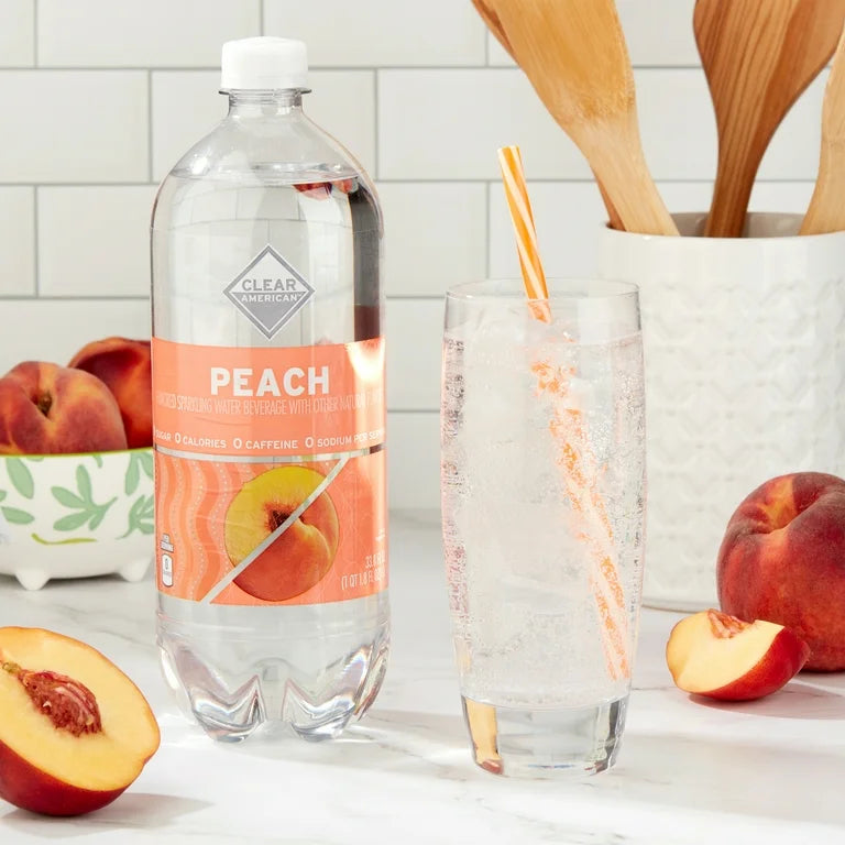 Clear American Peach Sparkling Water, 33.8 fl oz