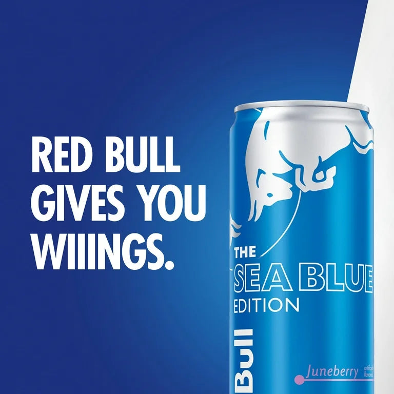 Red Bull Sea Blue Edition Energy Drink, Juneberry, 12 fl oz Pack of 4 Cans