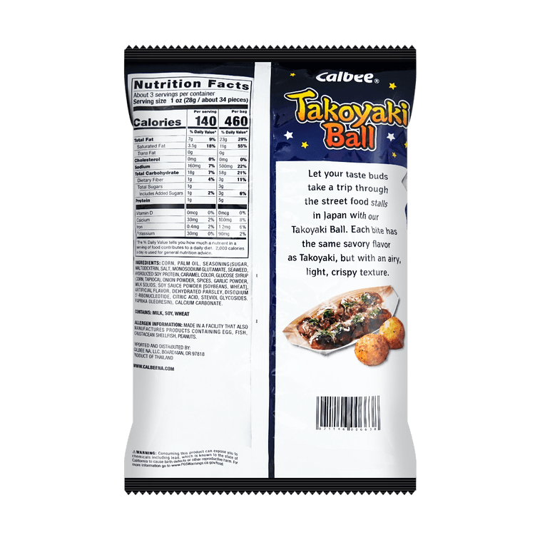 CALBEE Takoyaki Balls Crunchy Seafood Snack, 3.17 oz