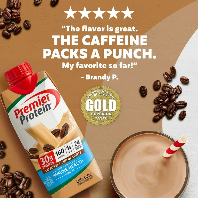 Premier Protein Shake, Café Latte, 30g Protein, 11 fl oz, 4 Ct