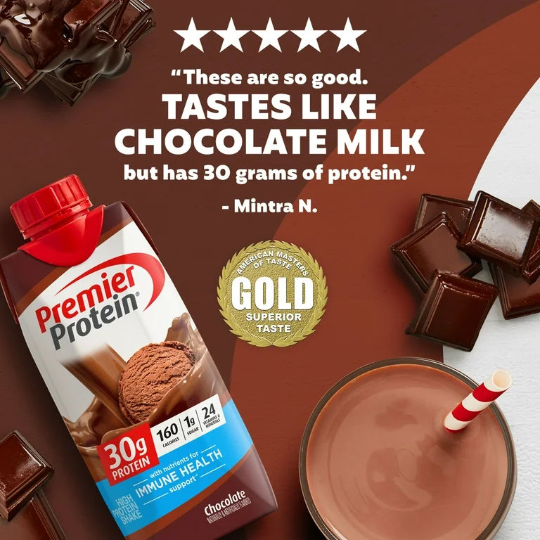 Premier Protein Shake, Chocolate, 30g Protein, 11 Fl Oz, 4 Ct