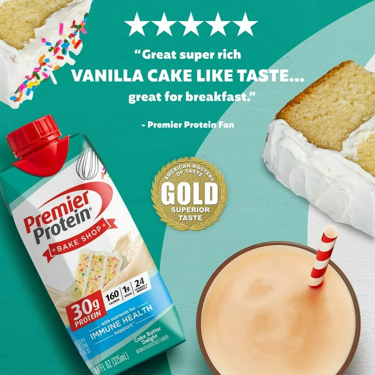 Premier Protein Shake, Cake Batter Delight, 30g Protein, 11 Fl Oz, 4 Ct