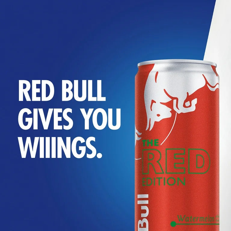 Red Bull Red Edition Energy Drink, Watermelon, 12 fl oz, Pack of 4 Cans