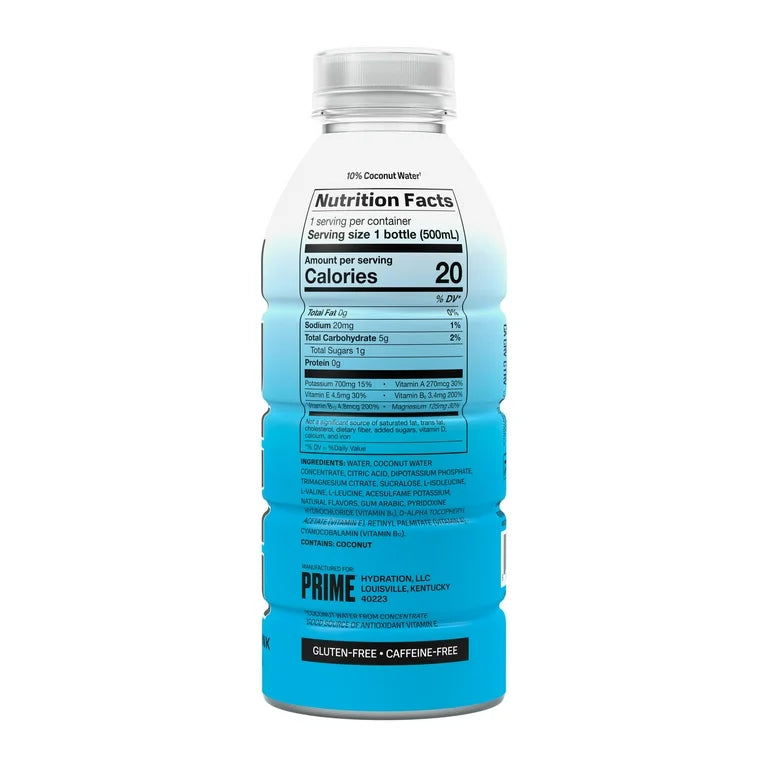 New Prime Hydration Drink Special Edition BLUE FREEZE Bottle, 16.90z
