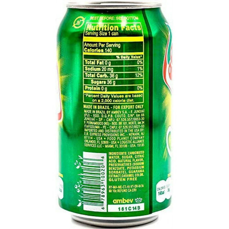 Guarana Antarctica, The Brazilian Original Guarana Soda, Regular, 11.83 fl oz