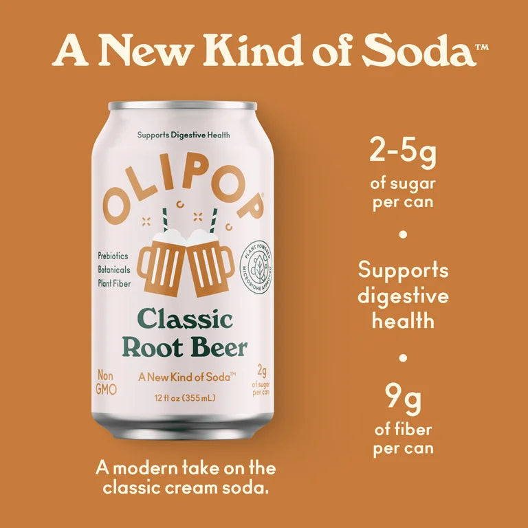 OLIPOP Prebiotic Soda, Classic Root Beer, 12 fl oz