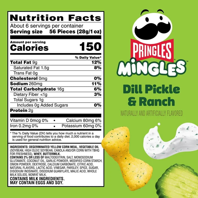 Pringles Mingles, Dill Pickle and Ranch Puffed Snacks, 5.5 oz Bag