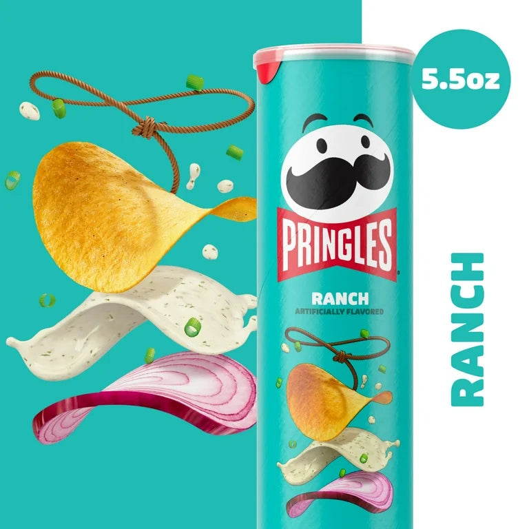 What comes Pringles Ranch Flavored Potato Crisps, 5.5 oz Canister