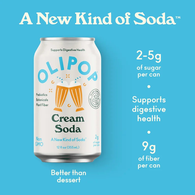 OLIPOP Prebiotic Soda, Cream Soda, 12 fl oz
