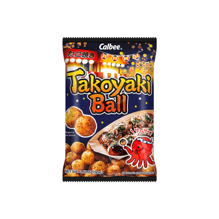 CALBEE Takoyaki Balls Crunchy Seafood Snack, 3.17 oz