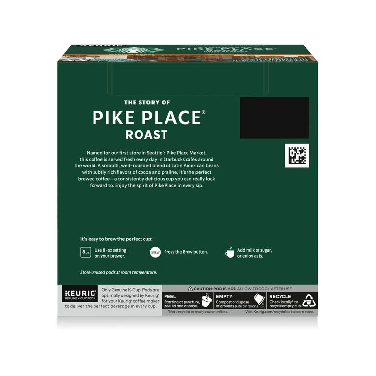 Starbucks Pike Place Roast, Hot or Iced Coffee, Medium Roast K-Cup Coffee Pods, 44 Count