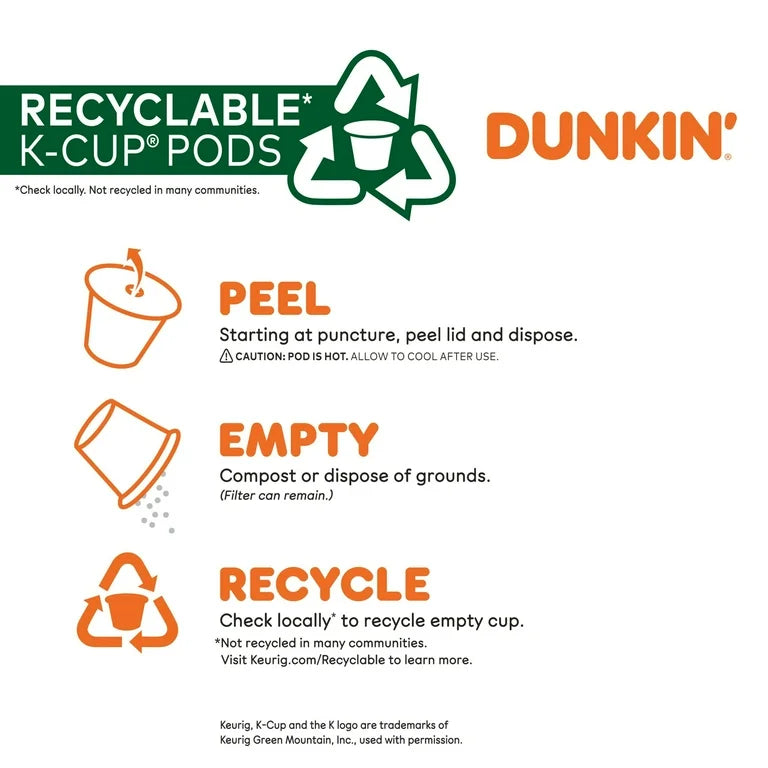 Dunkin’ Decaf Medium Roast Coffee, Keurig K Cup Pods, 44 Count Box