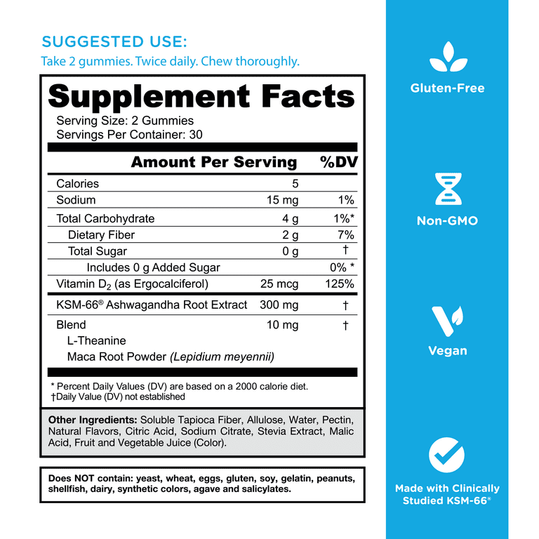 Goli Ashwagandha Zero Sugar Vegan Gummies, KSM-66 & Vitamin D, 60 Count