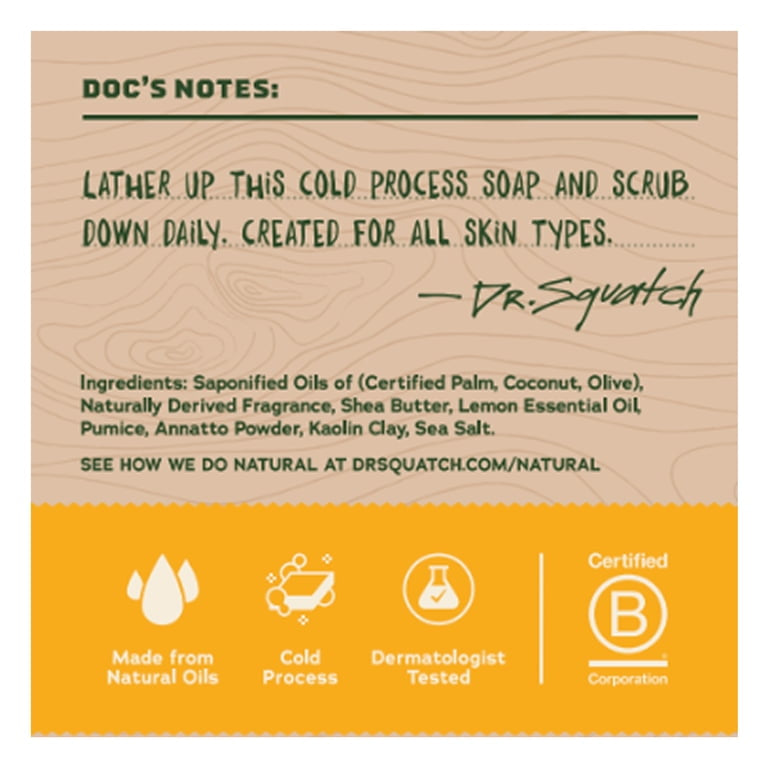 Dr. Squatch Men's Soap, Natural Bar Soap for Men, Summer Citrus, 5 oz