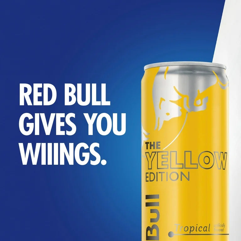 Red Bull Yellow Edition Energy Drink, Tropical 12 fl oz, Pack of 4 Cans