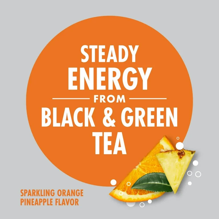 V8 +Energy Sparkling Orange Pineapple Juice Energy Drink, 11.5 fl oz Can, 4 Count