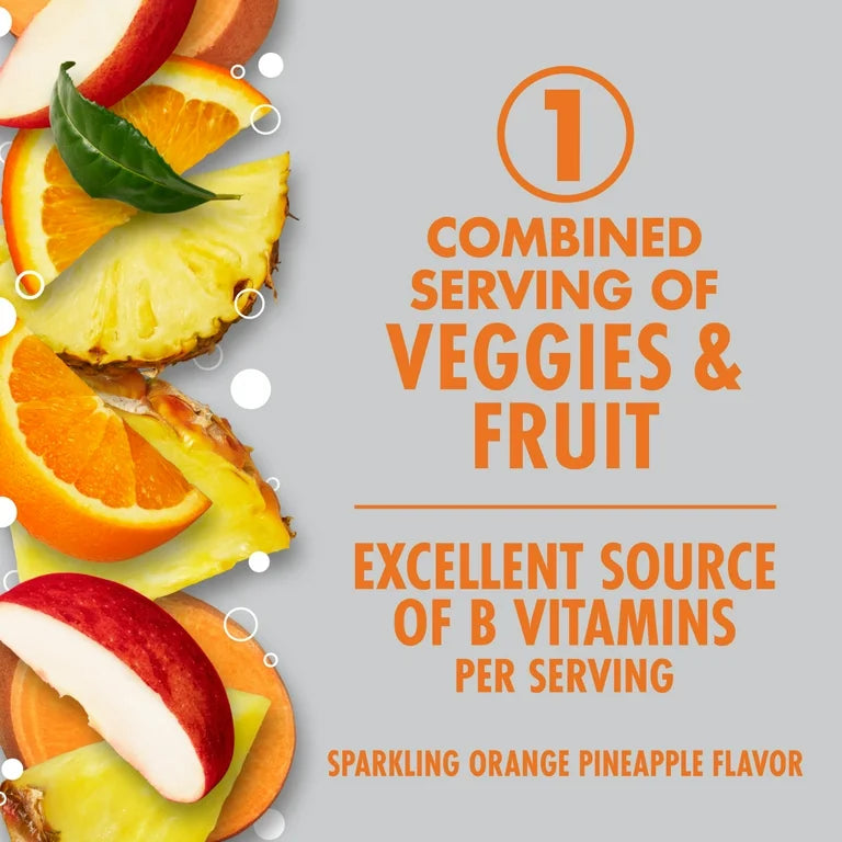 V8 +Energy Sparkling Orange Pineapple Juice Energy Drink, 11.5 fl oz Can, 4 Count