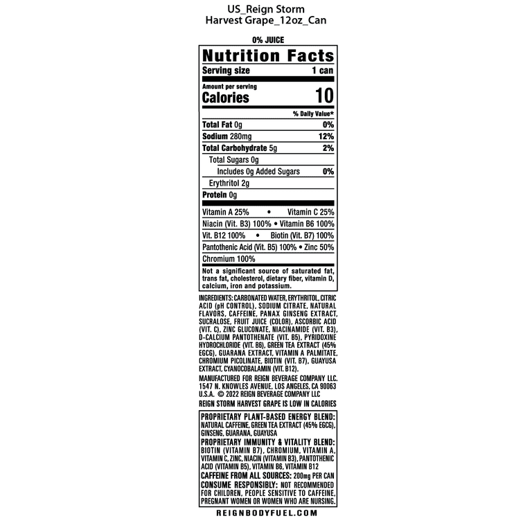 Reign Storm, Harvest Grape, Clean Energy Drink, 12 fl oz