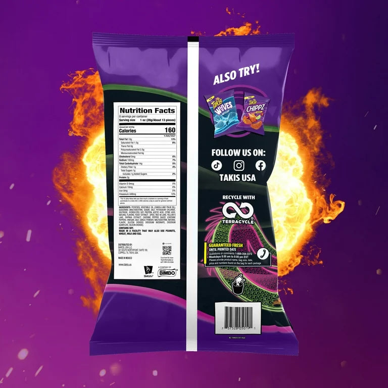 Takis Dragon Sweet Chili Waves 8 oz Bag, Spicy Sweet Chili Pepper Wavy Potato Chips