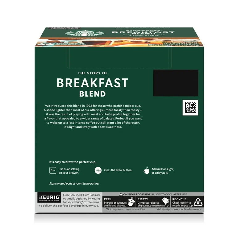 Starbucks Breakfast Blend, Hot or Iced Coffee, Medium Roast K-Cup Coffee Pods