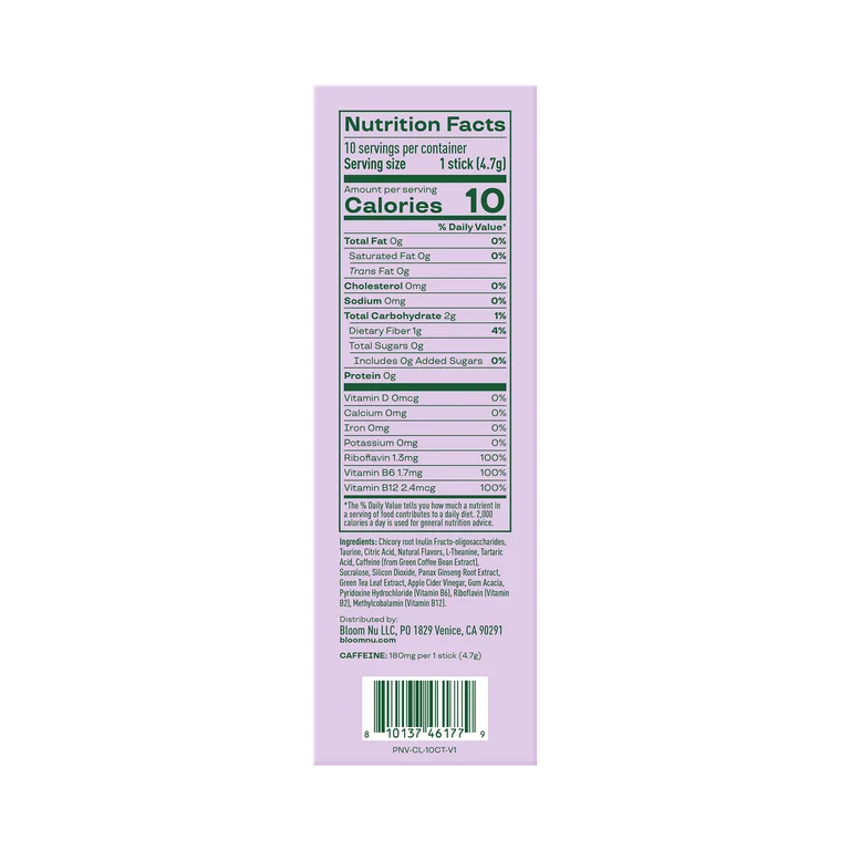 Bloom Nutrition Energy Powder Drink Mix, Sugar Free, Raspberry Lemon, 10 Count