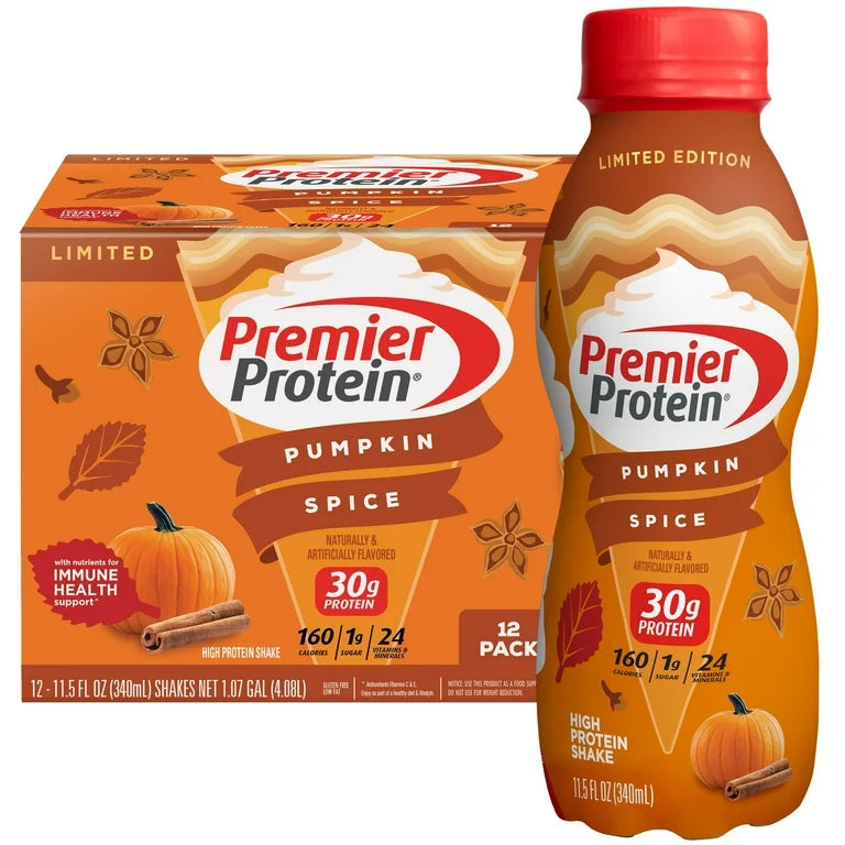 Premier Protein Shake, Pumpkin Spice, Limited Time, 30g Protein, 11.5 fl oz, 12 Ct