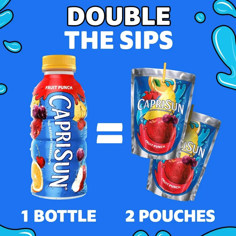 Capri Sun Fruit Punch Flavored Juice Drink Blend with other natural flavor, 12 fl oz Bottle
