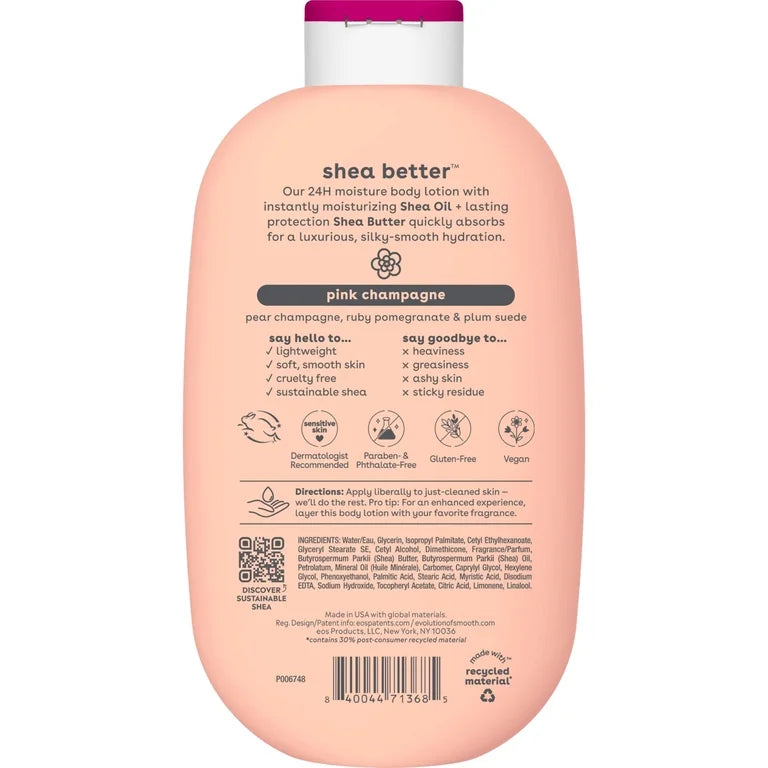 eos Shea Better Body Lotion for Dry Skin, Pink Champagne, 16 fl oz