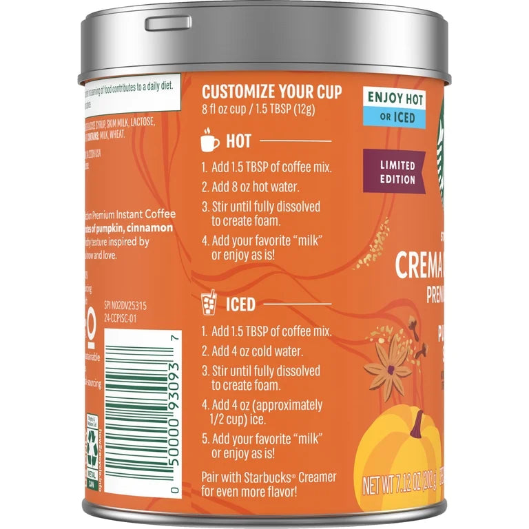 Starbucks Pumpkin Spice Flavored Instant Coffee, Coffee Powder 7.12 oz