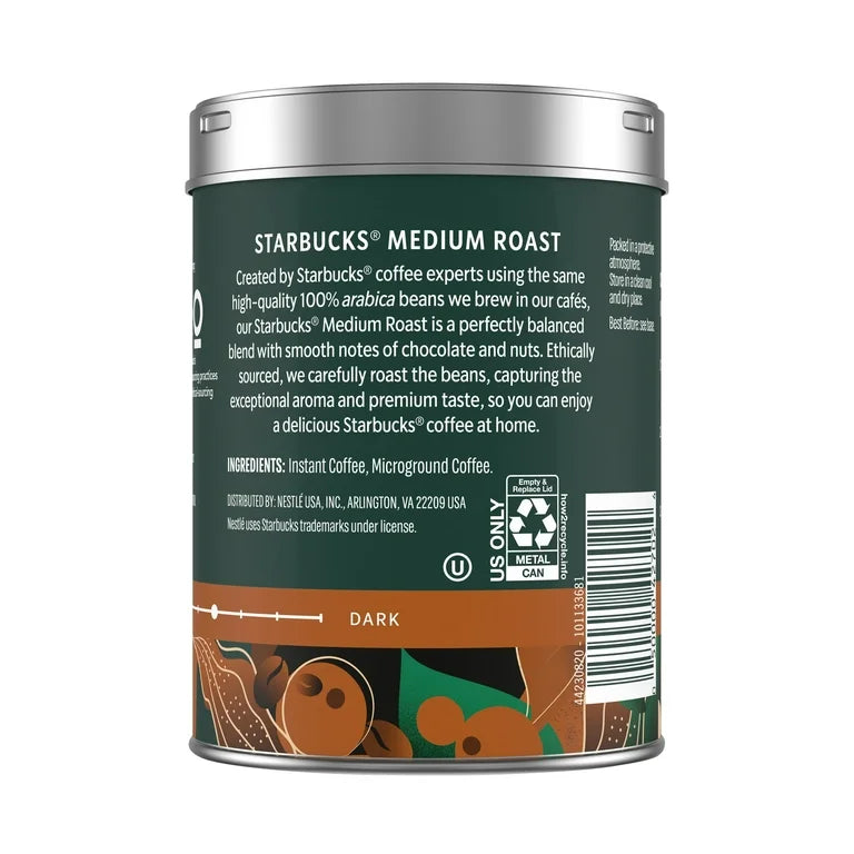 Starbucks Premium Instant Coffee, Medium Roast Coffee, Arabica Beans, 3.17 oz