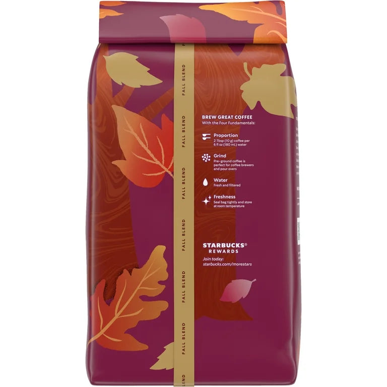 Starbucks Fall Blend Ground Coffee Medium Roast, Spice & Chestnut, Limited Edition Fall Flavors 17oz