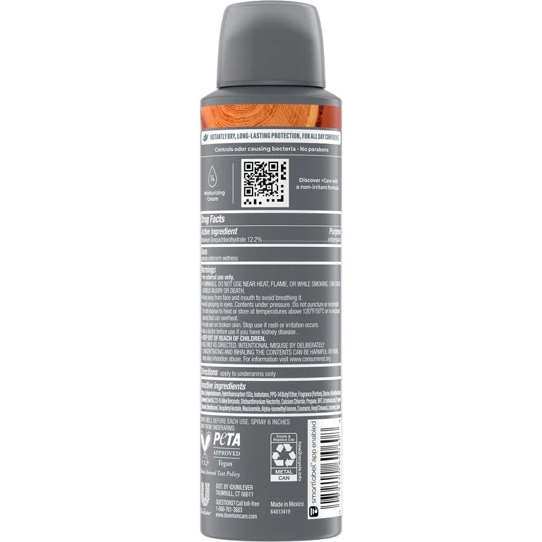 Dove Men+Care Antiperspirant Dry Spray 72H Protection, 3.8 oz