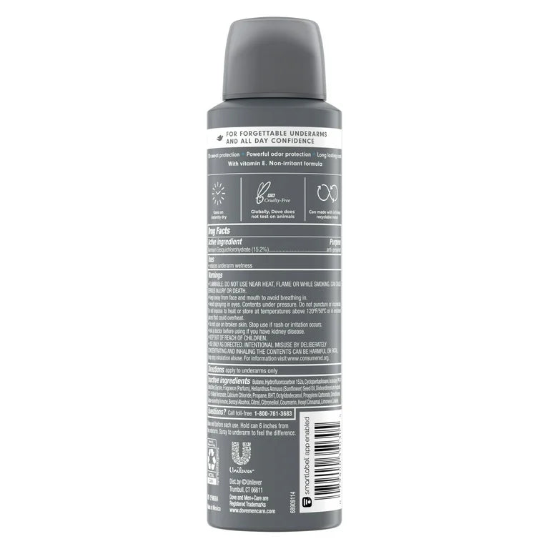 Dove Men+Care Long Lasting Antiperspirant Deodorant Dry Spray, Clean Comfort, 3.8 oz