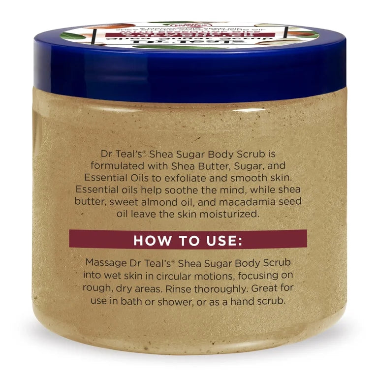 Dr Teal's Shea Sugar Body Scrub with Shea Butter, Almond & Essential Oils, 19 oz