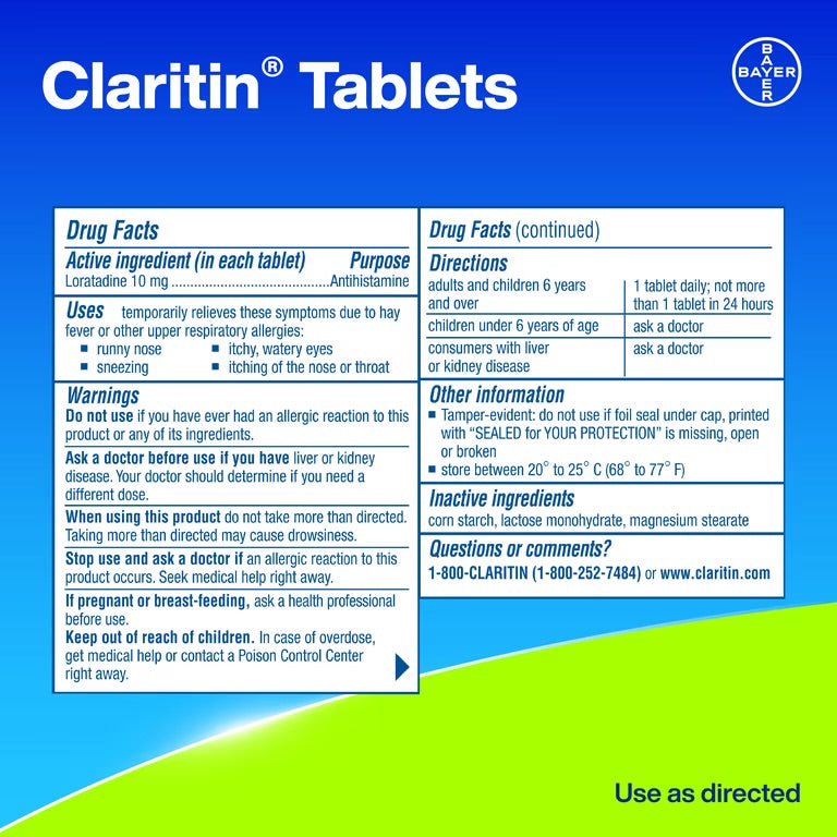 Claritin Allergy Relief 24 Hour Non-Drowsy Loratadine Antihistamine Allergy Medicine Tablets, 100 Count
