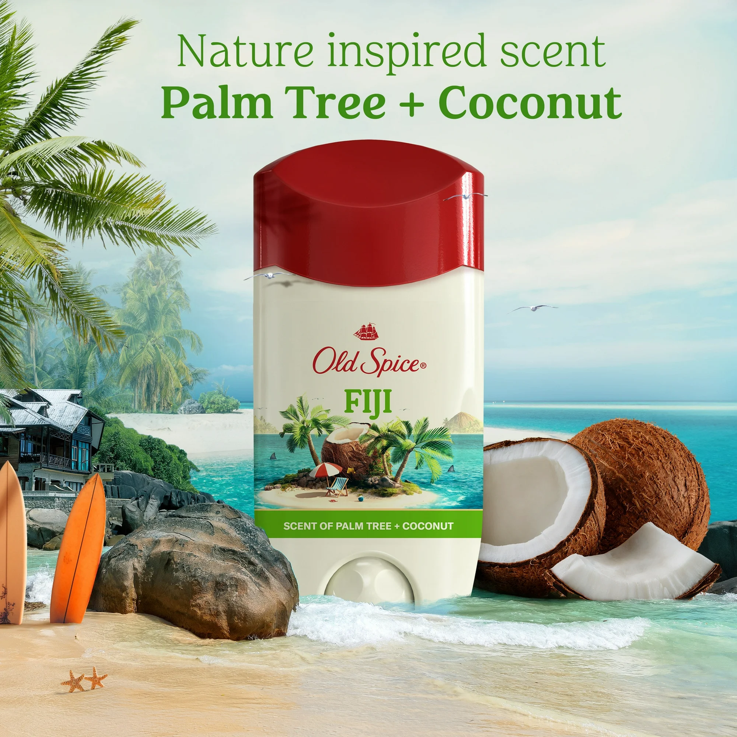 Old Spice Deodorant for Men, Invisible Solid, Antiperspirant Deodorant Stick, Fiji, 3.4 oz