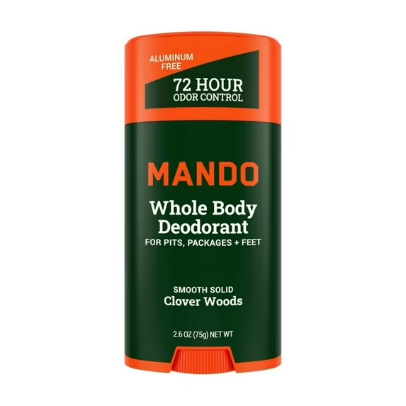 Mando Deodorant Stick for Men, Smooth Solid, Aluminum Free, Clover Woods Scent, 2.6 oz
