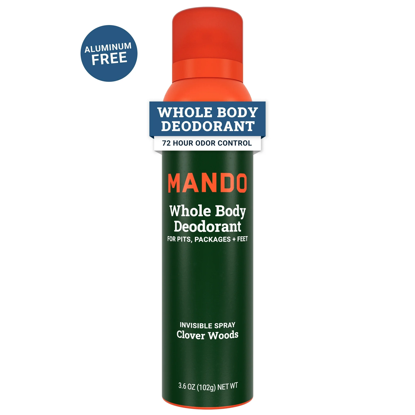 Mando Deodorant Spray for Men, Aluminum Free, Clover Woods Scent, 3.6 oz