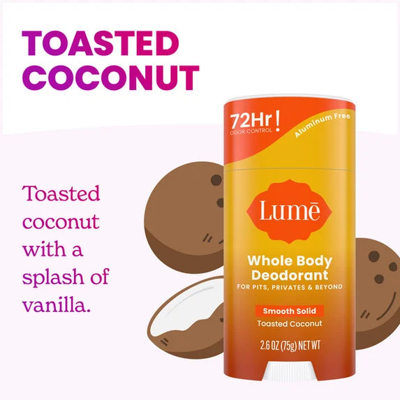 Lume Whole Body Women's Deodorant - Smooth Solid Stick - Aluminum Free - Toasted Coconut - 2.6oz