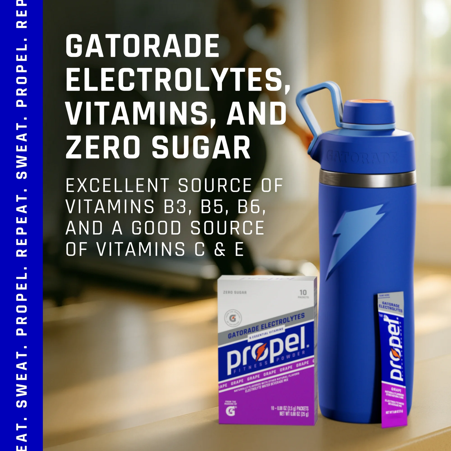 Propel Electrolyte Enhanced Water Drink Mix Powder Packets, Grape, Zero Calorie & Zero Sugar Hydration with Electrolytes and Vitamins C & E, (10 Packets)