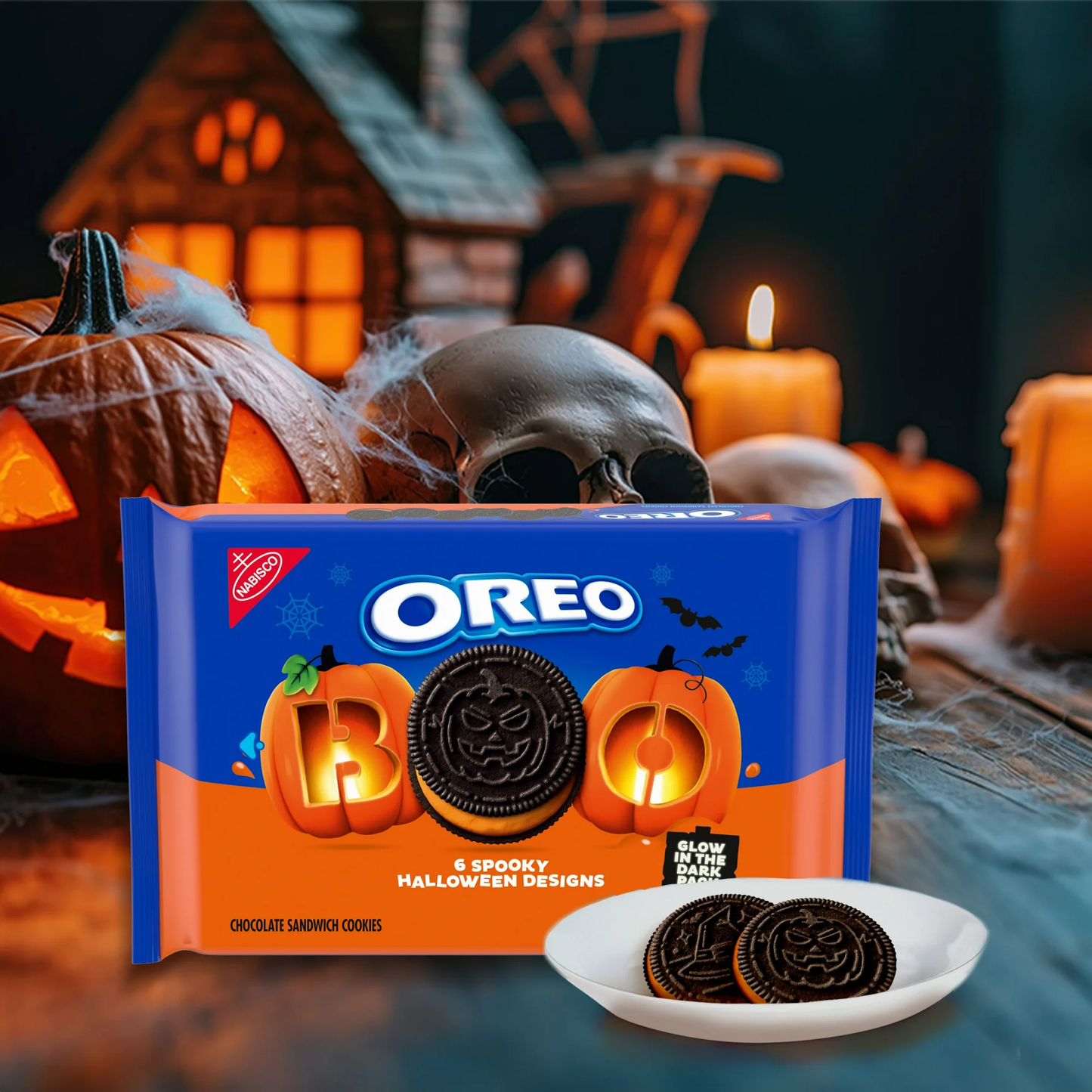 OREO Orange Creme Chocolate Sandwich Cookies, Limited Edition, Halloween Cookies, 18.71 oz