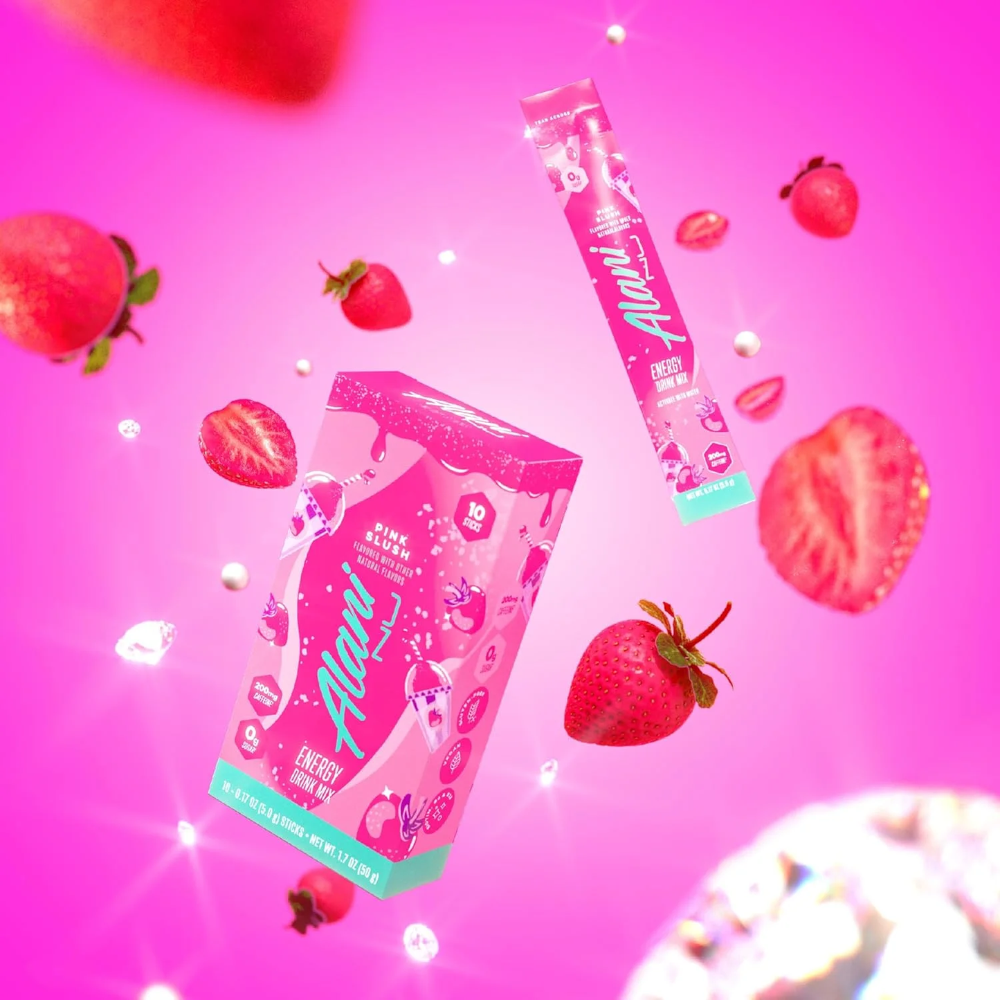 Alani Nu Energy Sticks, Pink Slush, 10 Count, 200mg Caffeine, Zero Sugar