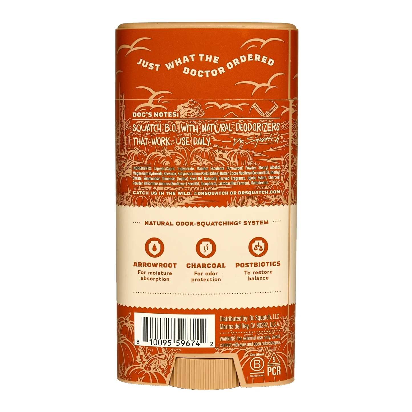 Dr. Squatch Drunk'n Pumpkin Natural Deodorant for Men, 2.65 oz