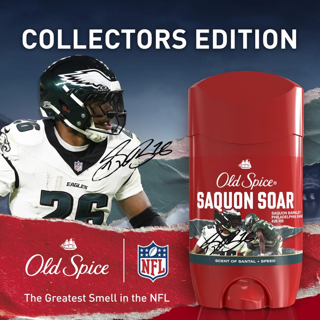 Old Spice Men's Antiperspirant Deodorant, NFL Collection, Saquon Soar, Santal + Speed, 2.6oz