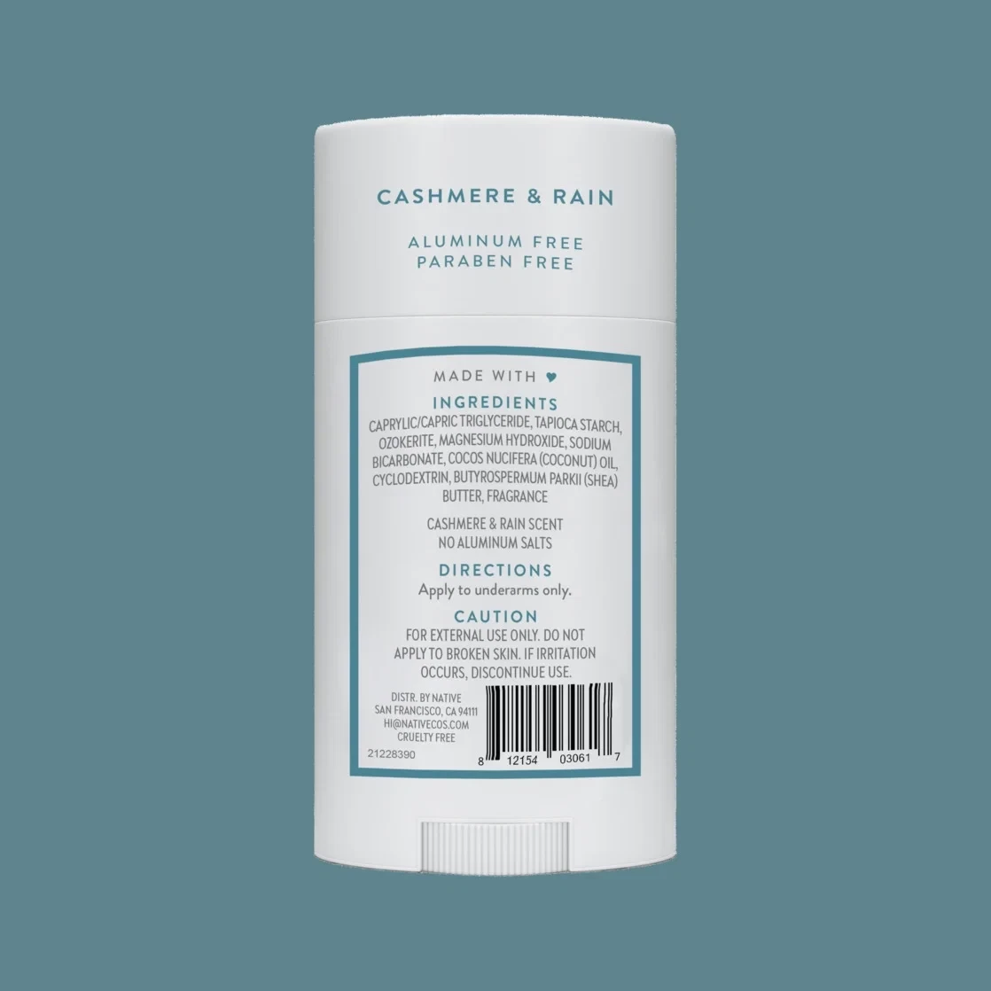 Native Deodorant, Aluminum Free, Deodorant Cashmere & Rain Scent 2.6 oz