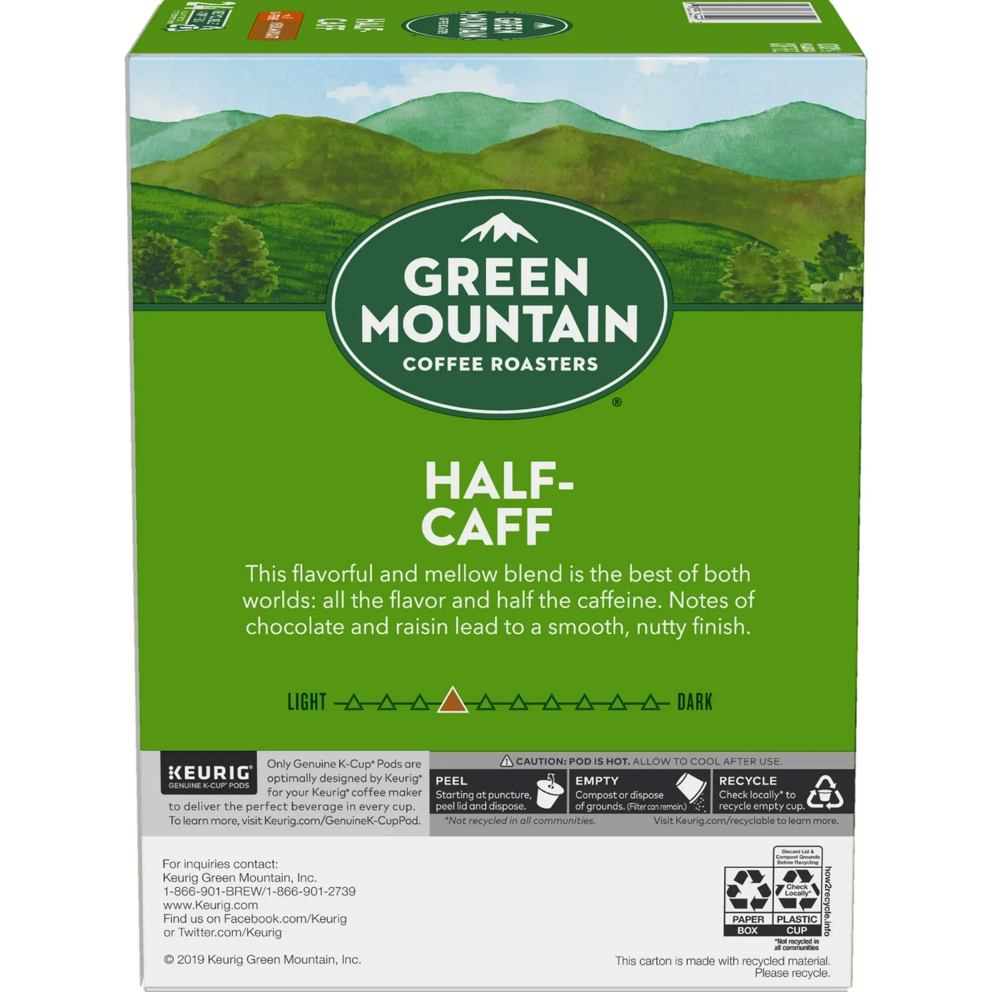 Green Mountain Coffee Half Caff Medium Roast K-Cup Pods, 24 Count