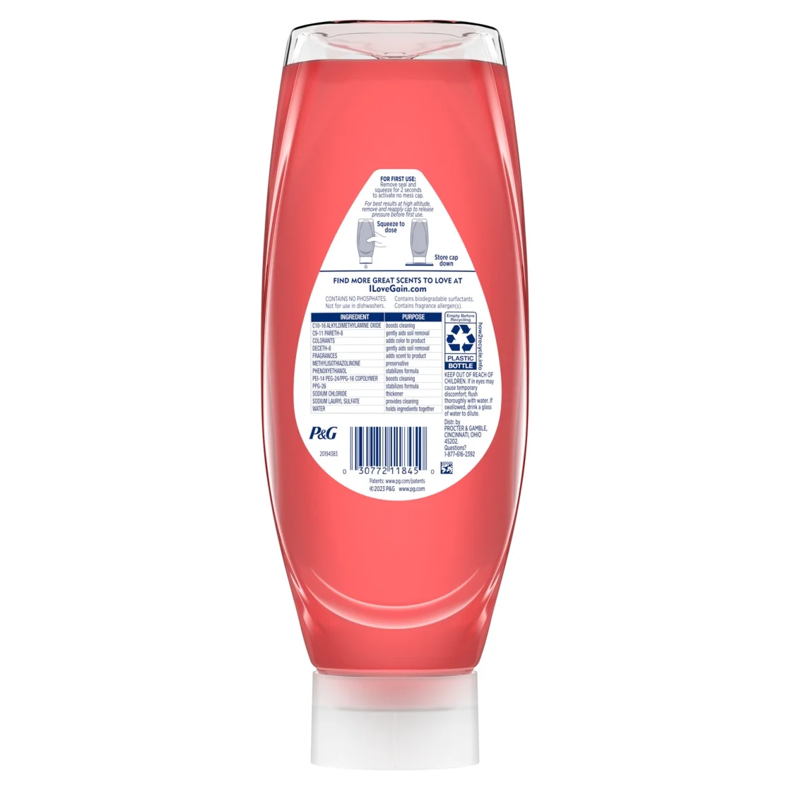 Gain Ultra Original Dish Soap, Dishwashing Liquid, Summer Watermelon, 24.3 fl oz