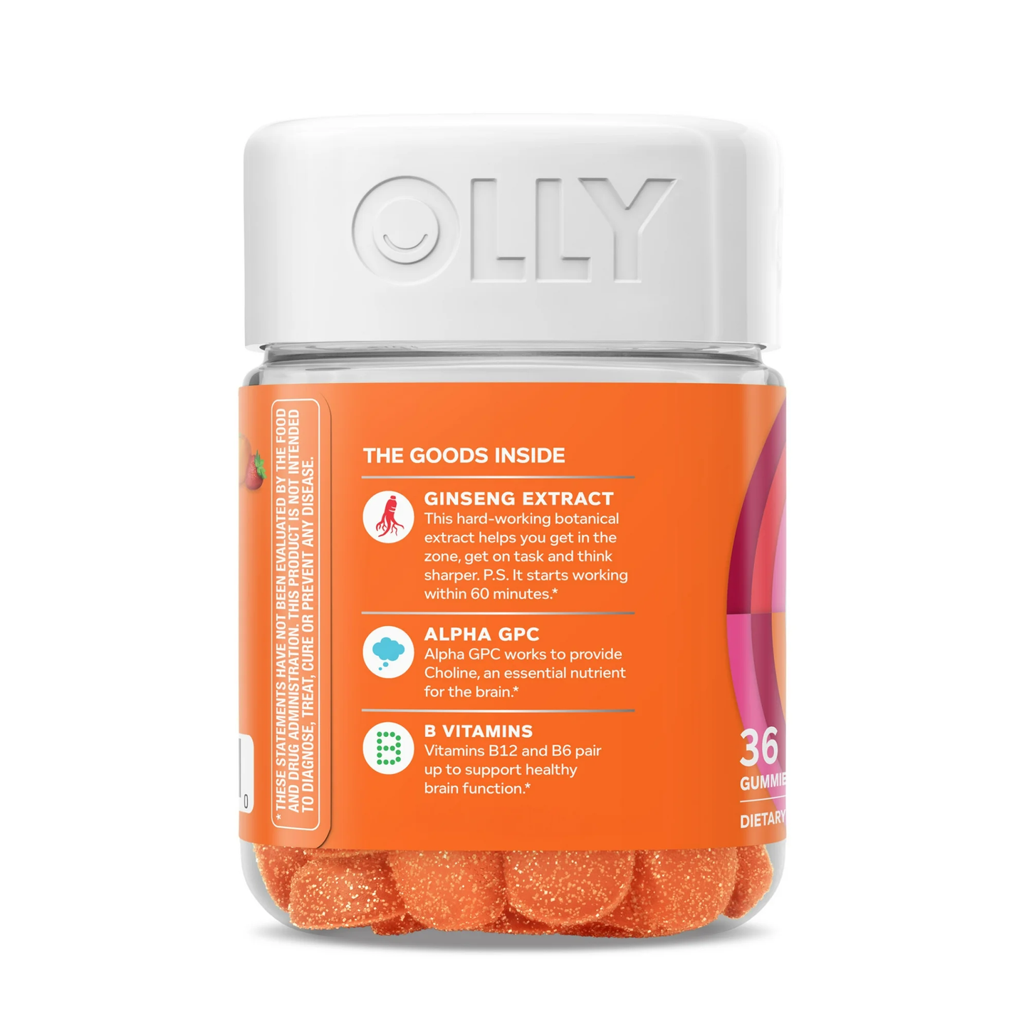 OLLY Laser Focus Gummy Supplement with Ginseng Extract and Alpha GPC, 36 Count